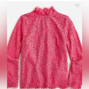 JCrew Pink Lace Mockneck Blouse, size 0